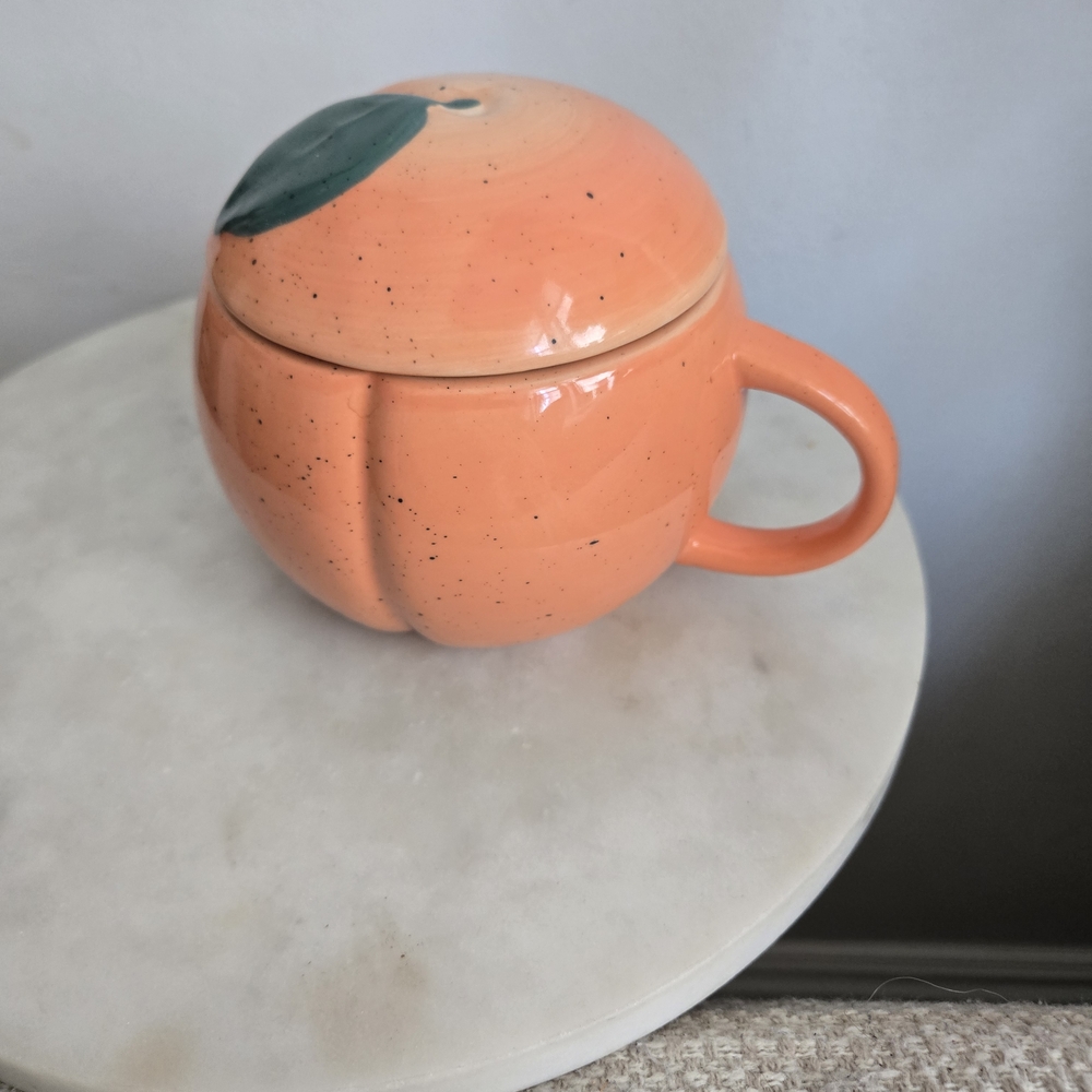Antholopology Orange Pumpkin-Shaped Mug